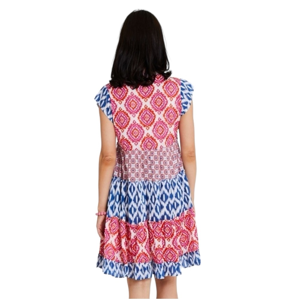 Lula Life Brooklyn Multicolor Tiered Dress Sz M - Picture 4 of 14